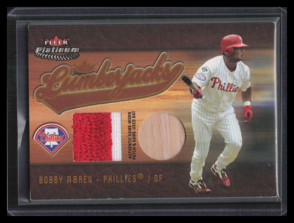 2005 Fleer Platinum Lumberjacks Platinum BA Bobby Abreu Dual Bat Patch 17/20