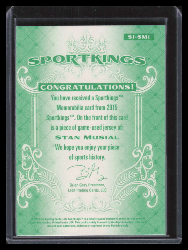 2015 Sportkings Memorabilia Green sjsm1 Stan Musial Jersey /10