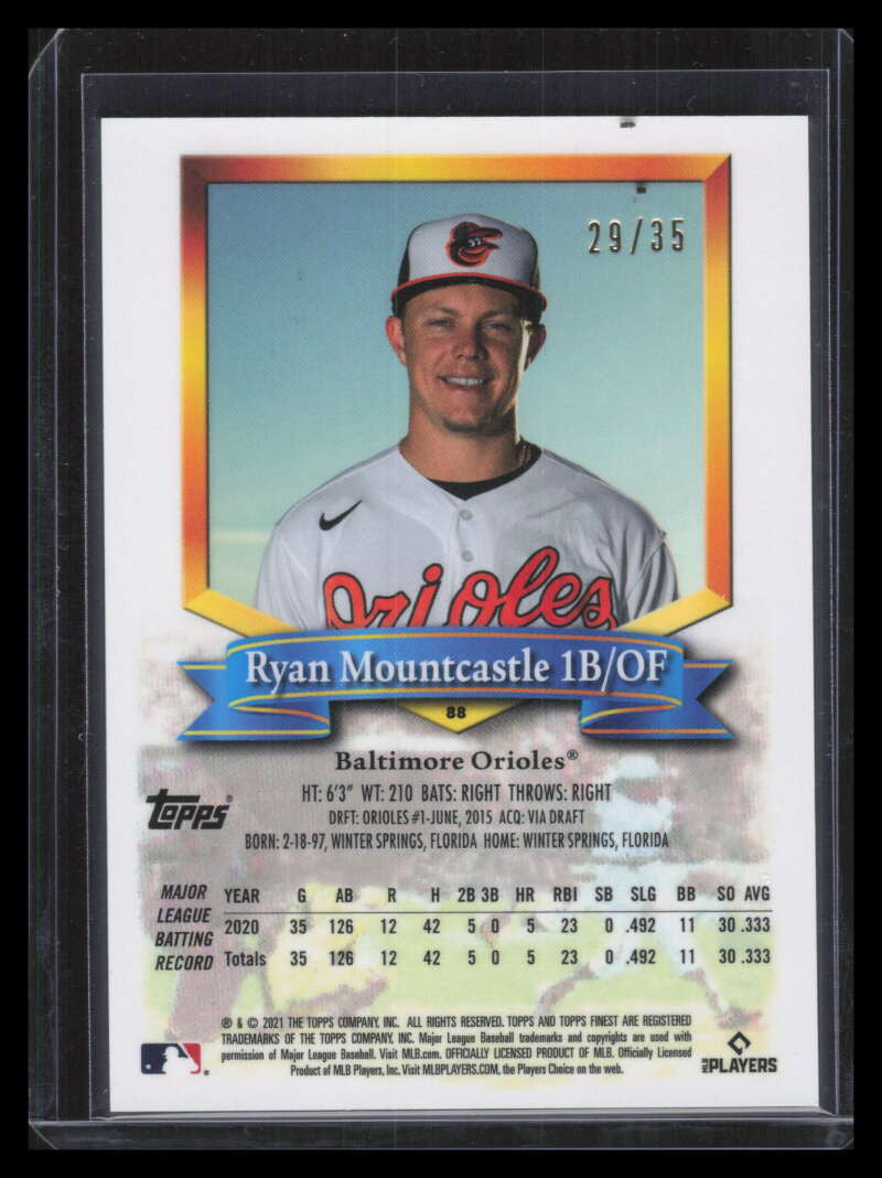 2021 Finest Flashbacks Prism Refractor 88 Ryan Mountcastle Rookie 29/35