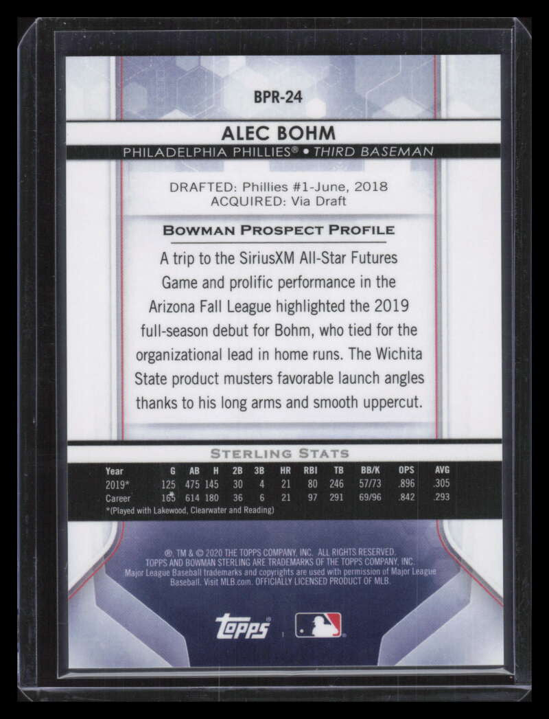 2020 Bowman Sterling Prospects Red Refractor bpr24 Alec Bohm Rookie 5/5
