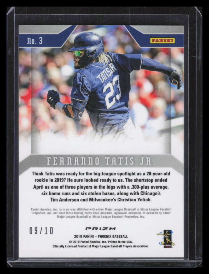 2019 Panini Phoenix Gold Refractor 3 Fernando Tatis Jr. Rookie 9/10