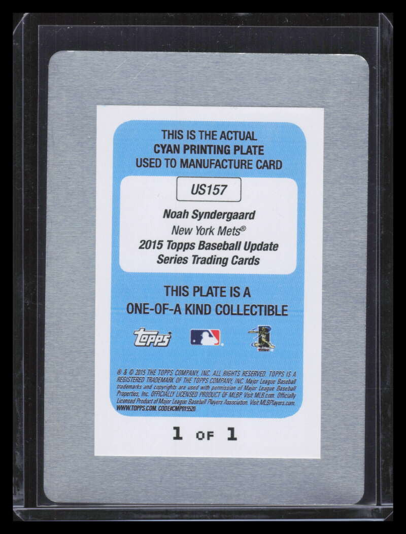 2015 Topps Update Printing Plate Cyan us157 Noah Syndergaard Rookie 1/1