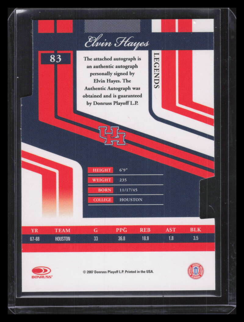 2007 Donruss Elite Extra Edition Signature Aspirations Elvin Hayes Auto 19/100