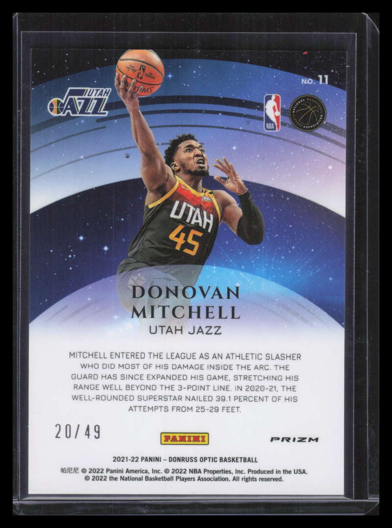2021-22 Donruss Optic Star Gazing Blue Refractor 11 Donovan Mitchell 20/49