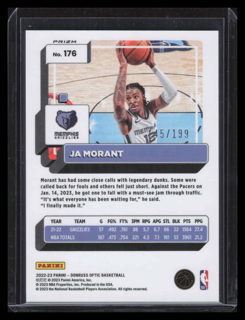 2022-23 Donruss Optic Orange Refractor 176 Ja Morant 145/199