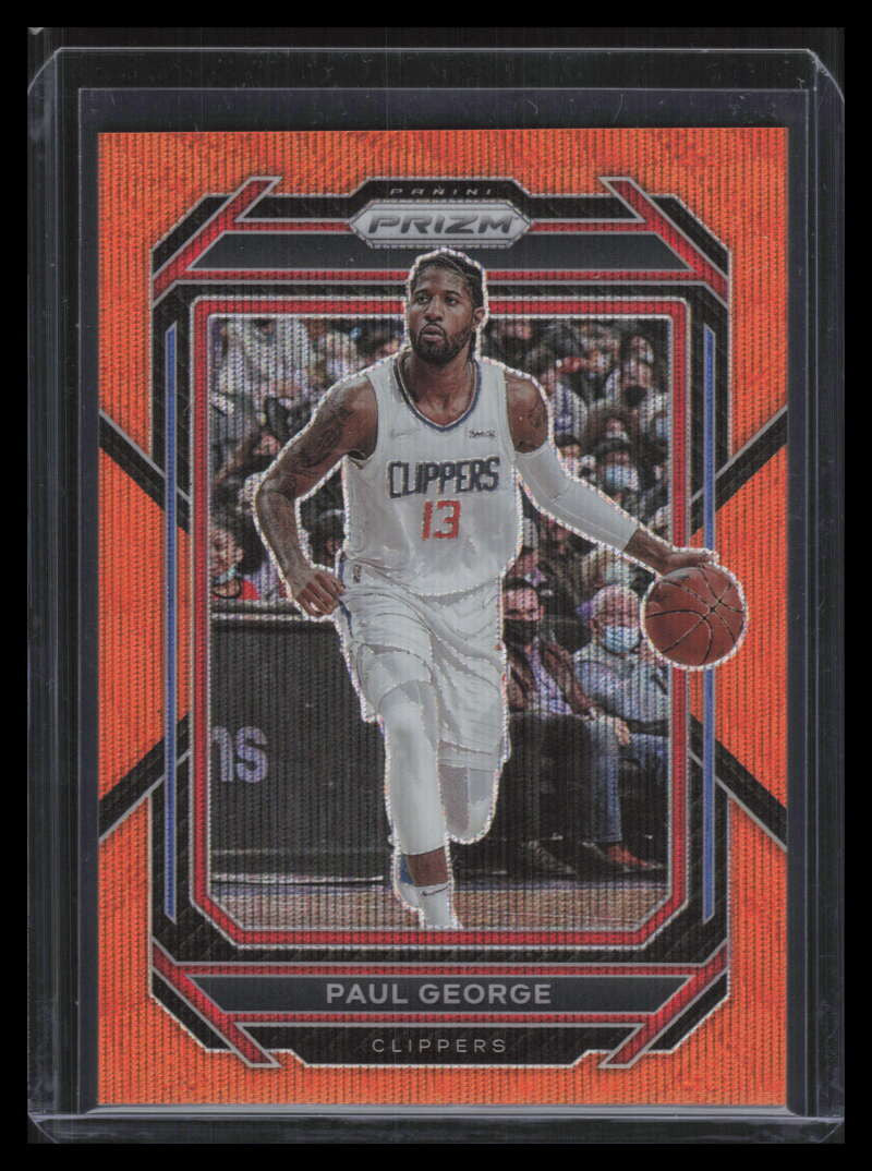 2022-23 Panini Prizm Prizms Orange Wave Refractor 138 Paul George 4/60