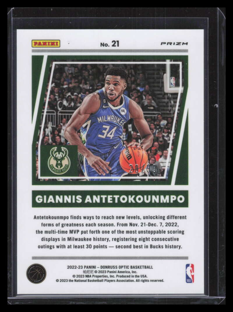 2022-23 Donruss Optic Elite Dominaotrs Red 21 Giannis Antetokounmpo 20/99