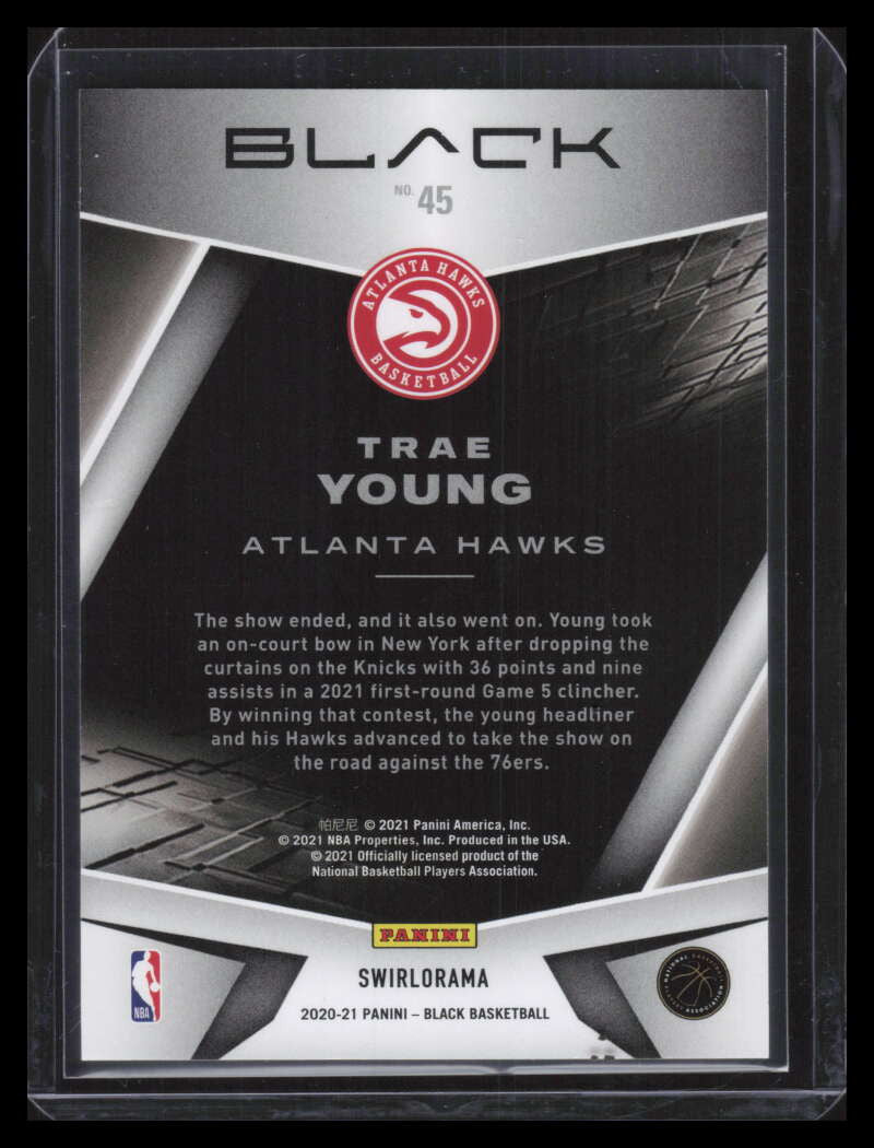 2020-21 Panini Black Silver Swirlorama 45 Trae Young 50/65