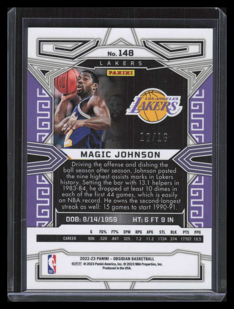DELETE 152009 2022-23 Panini Obsidian Electric Etch Blue Flood FOTL 148 Magic Johnson 12/16