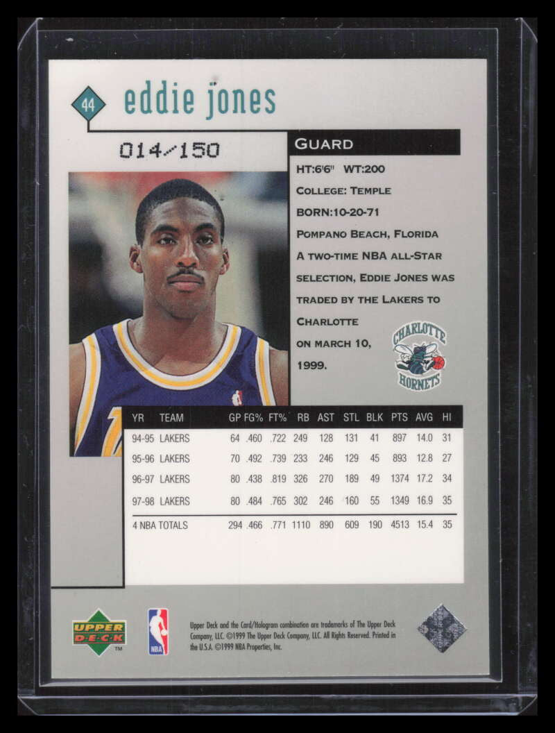 1998-99 Black Diamond Quadruple Diamond 44 Eddie Jones 14/150