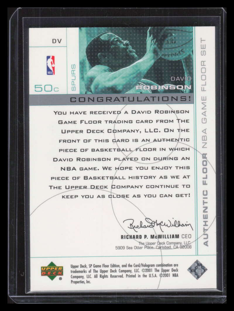 2000-01 SP Game Floor Authentic Floor DV David Robinson Floor