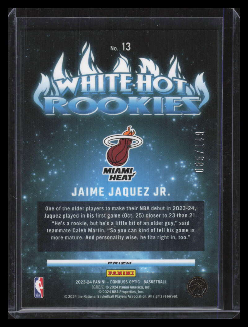 2023-24 Donruss Optic White Hot Rookies Lime Green Jaime Jacquez Rookie 85/149