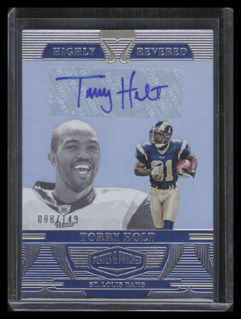 SOLD 152136 2023 Panini Plates Patches Highly Revered Autographs 13 Torry Holt Auto 88/149