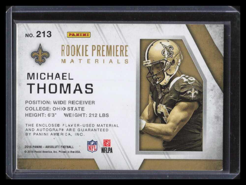 SOLD 152154 2016 Absolute 213 Michael Thomas Rookie Triple Ball Jersey Auto 321/499