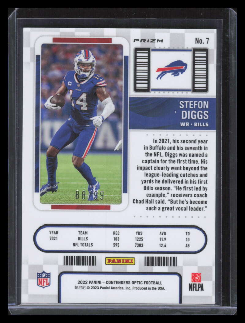2022 Panini Contenders Optic Blue 7 Stefon Diggs 88/99