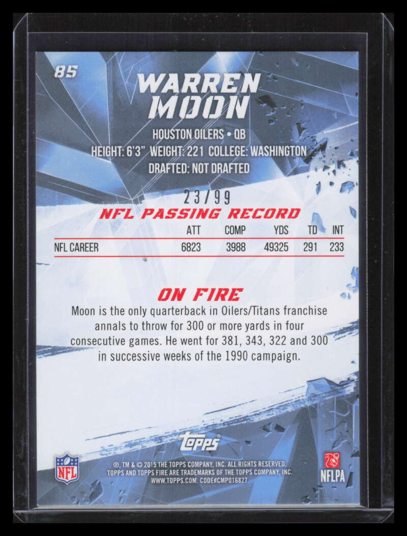 2015 Topps Fire Blue 85 Warren Moon 23/99