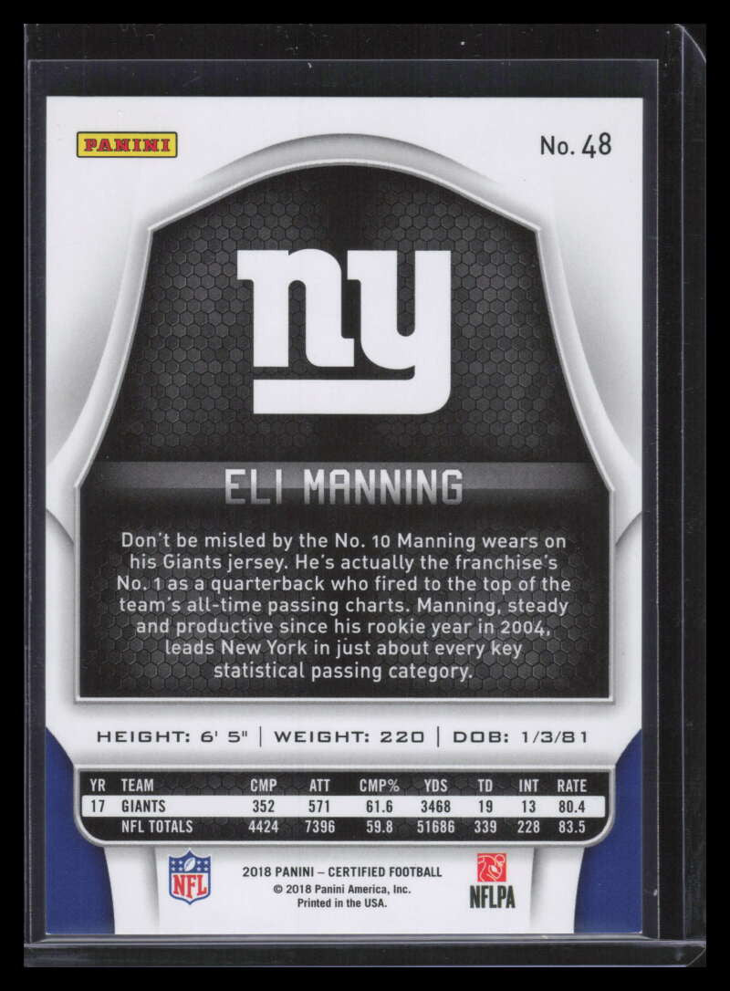 2018 Certified Mirror Blue 48 Eli Manning 33/50
