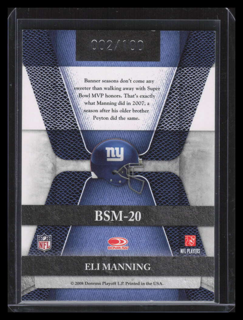 2008 Leaf Limited Banner Season Holofoil 20 Eli Manning 2/100