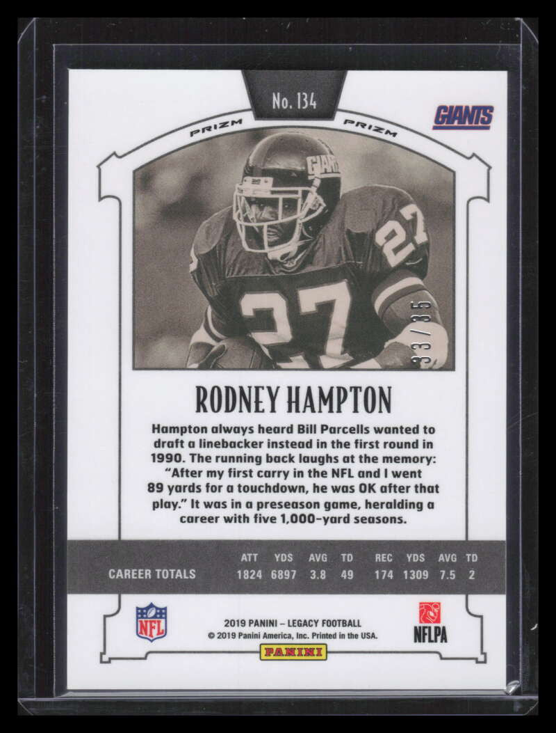 2019 Panini Legacy Premium Edition Bronze 134 Rodney Hampton 33/35