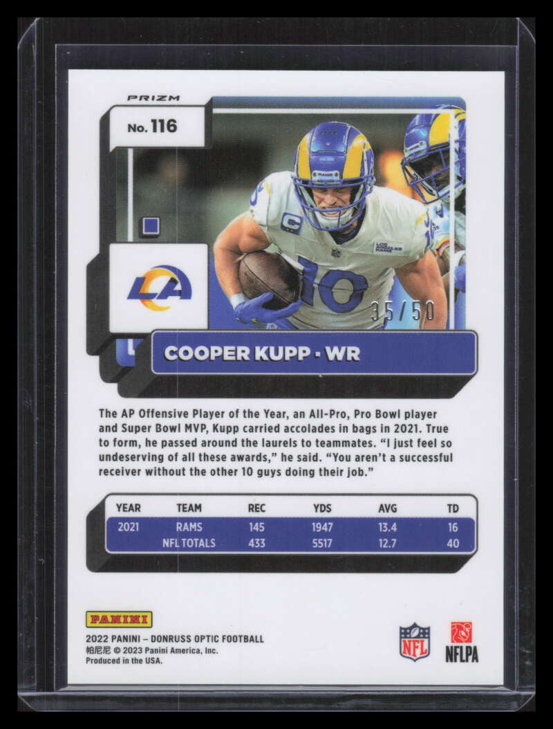 2022 Donruss Optic Purple Refractor 116 Cooper Kupp 35/50