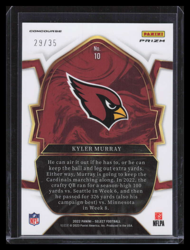 2022 Select Prizm White Refractor 10 Kyler Murray 29/35