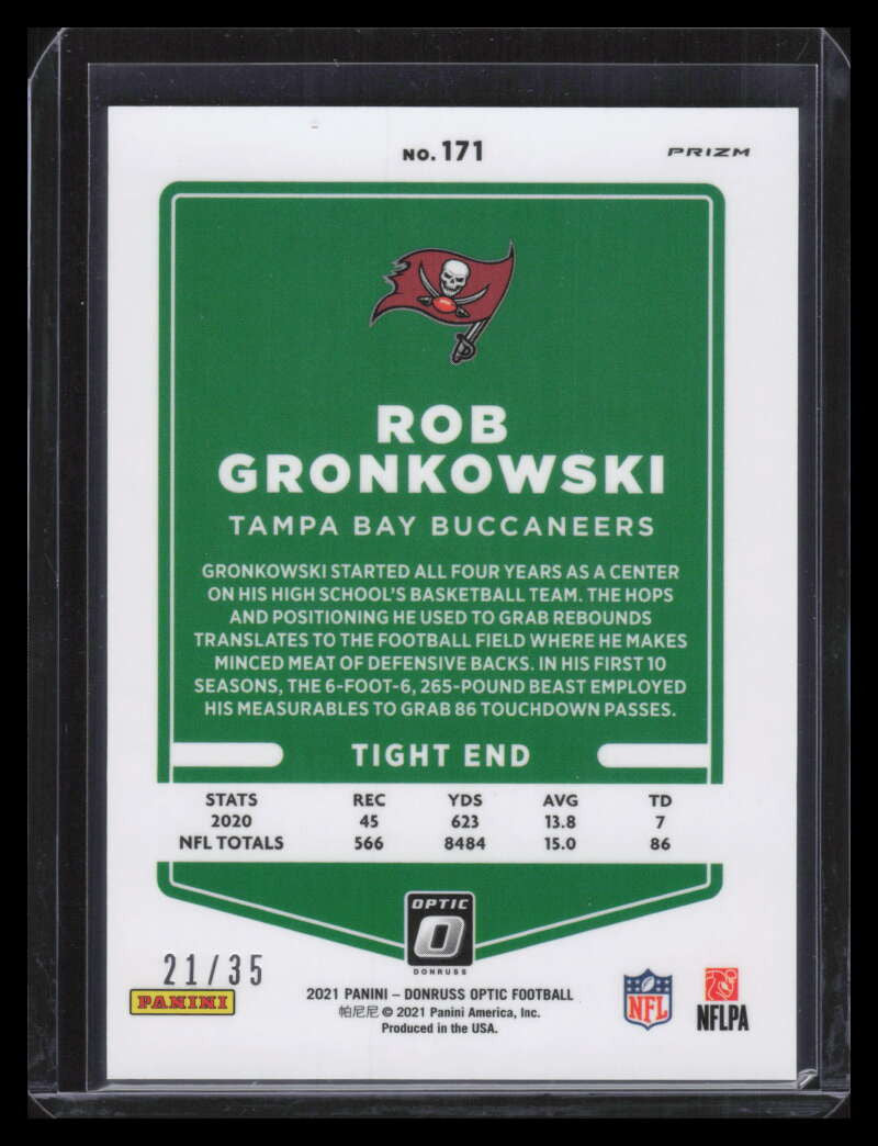 2021 Donruss Optic Lime Green Refractor 171 Rob Gronkowski 21/35