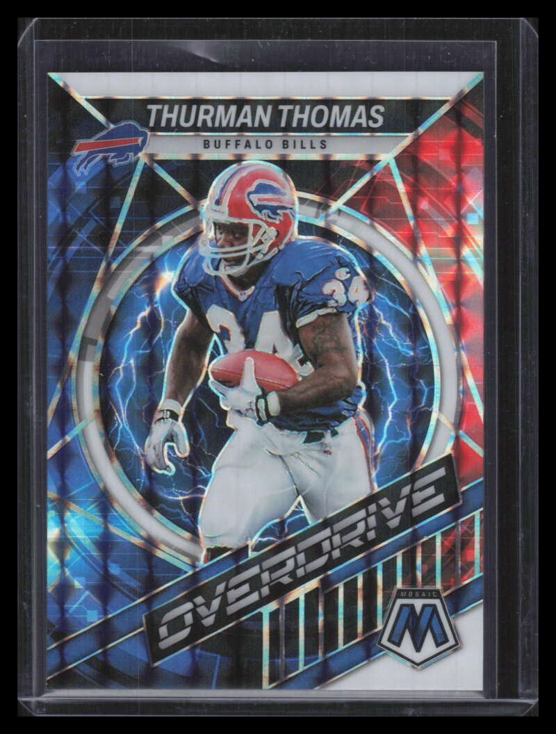 2022 Panini Mosaic Overdrive Mosaic White Refractor 14 Thurman Thomas 8/25