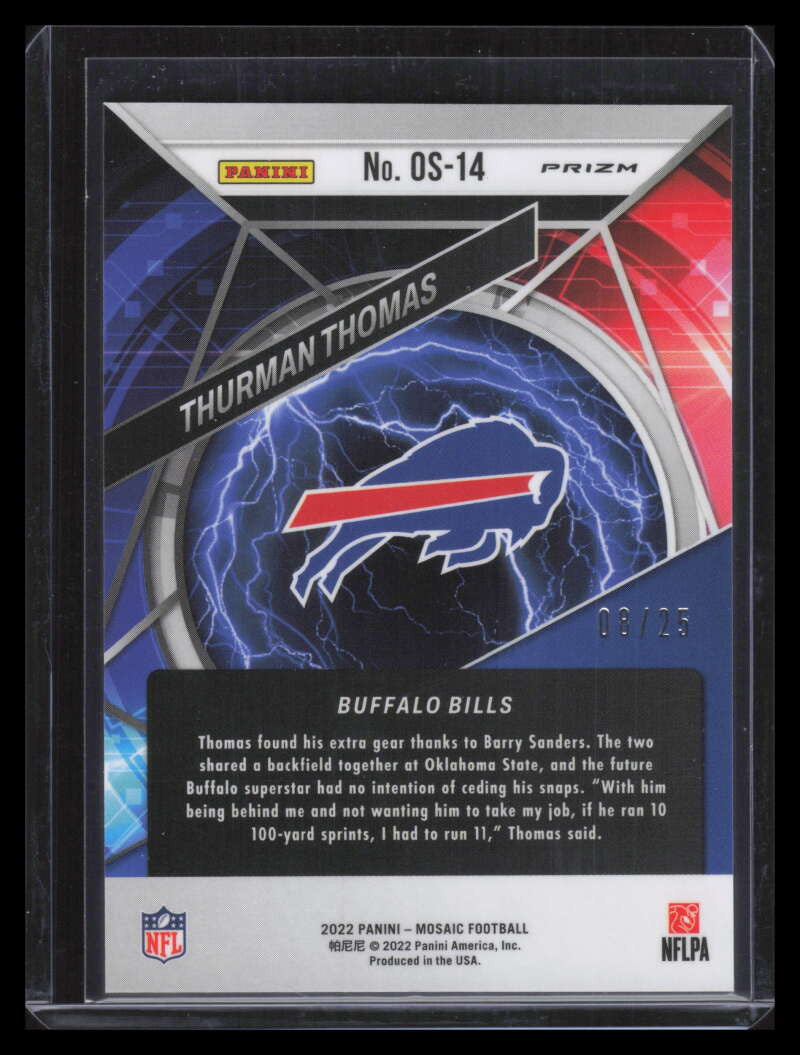 2022 Panini Mosaic Overdrive Mosaic White Refractor 14 Thurman Thomas 8/25
