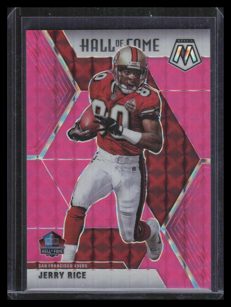 2020 Panini Mosaic Pink Fluorescent 287 Jerry Rice HOF 3/10 Hall of Fame