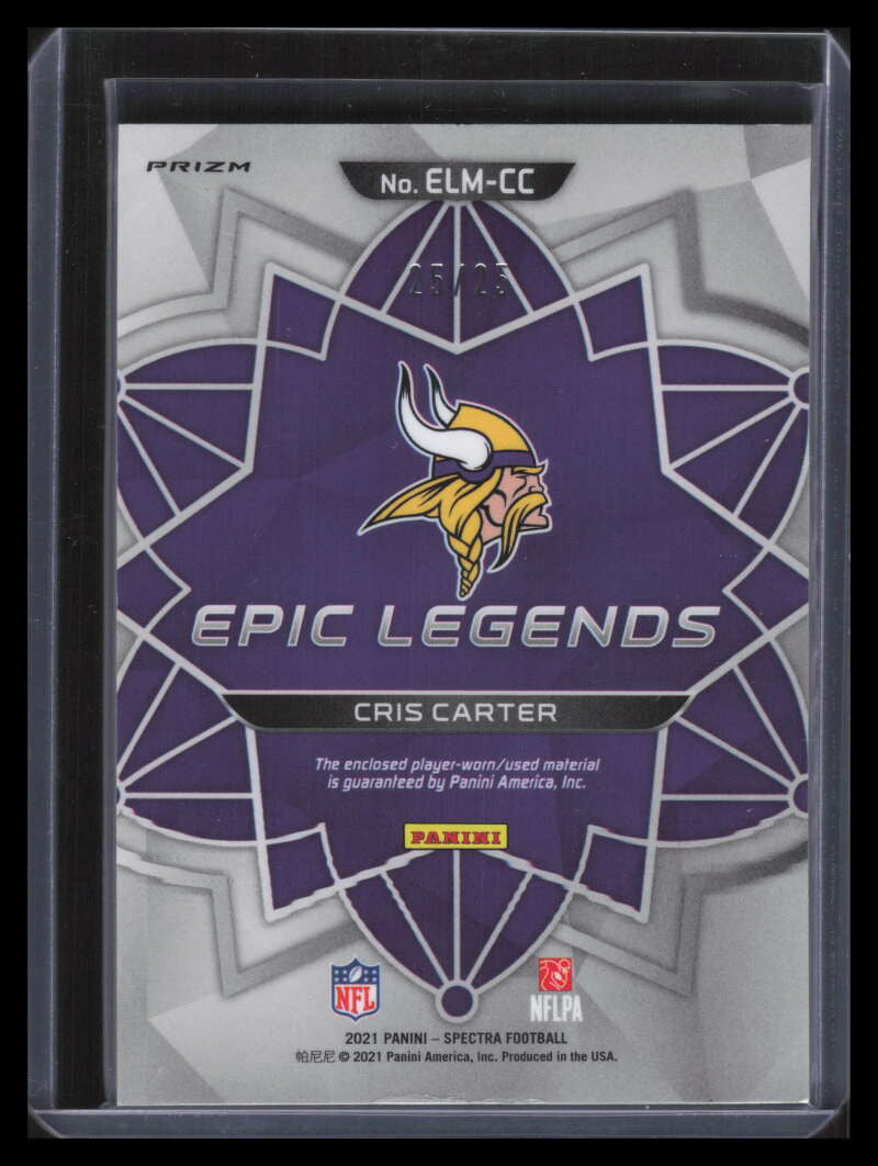 2021 Panini Spectra Epic Legends Materials Neon Green Cris Carter Jersey 25/25