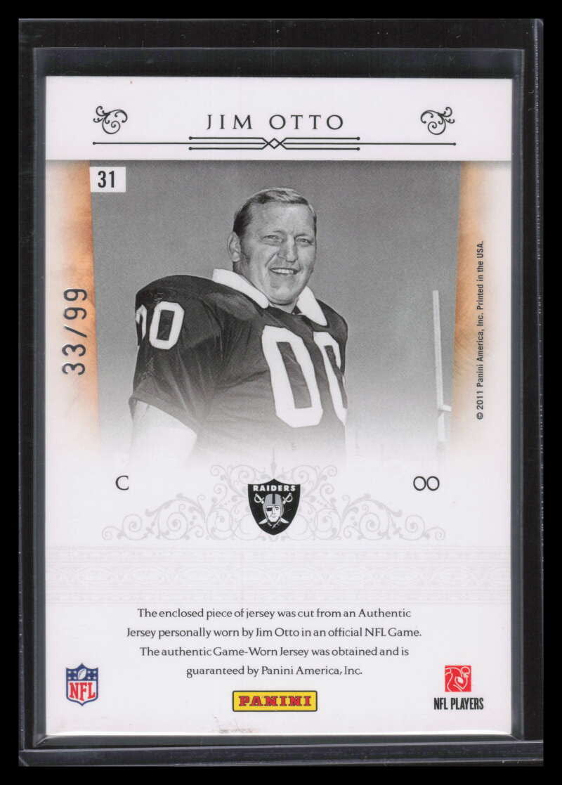 2010 Playoff National Treasures NFL Greatest Materials 31 Jim Otto Jersey 33/99