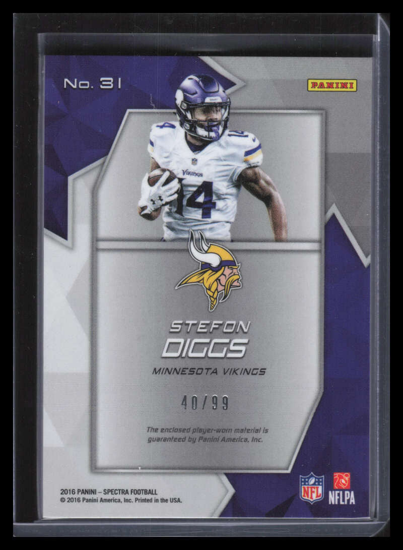 2016 Panini Spectra Sunday Spectacle Neon Blue 31 Stefon Diggs Jersey 40/99