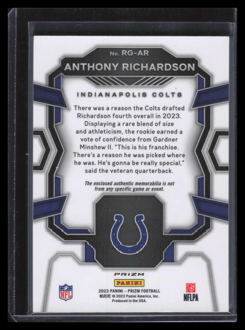 2023 Panini Prizm Rookie Gear Prizms Pink 3 Anthony Richardson Rookie Jersey