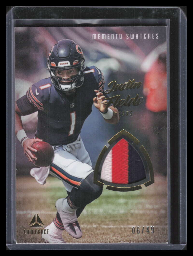 DELETE 152412 2022 Panini Luminance Memento Swatches Gold 9 Justin Fields Patch 6/49