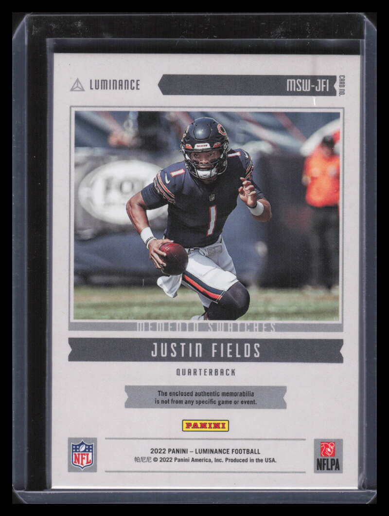 DELETE 152412 2022 Panini Luminance Memento Swatches Gold 9 Justin Fields Patch 6/49