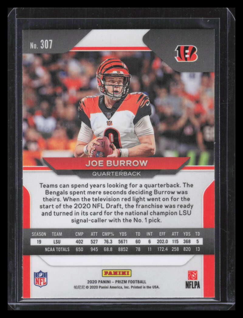 2020 Panini Prizm 307 Joe Burrow Rookie 141320