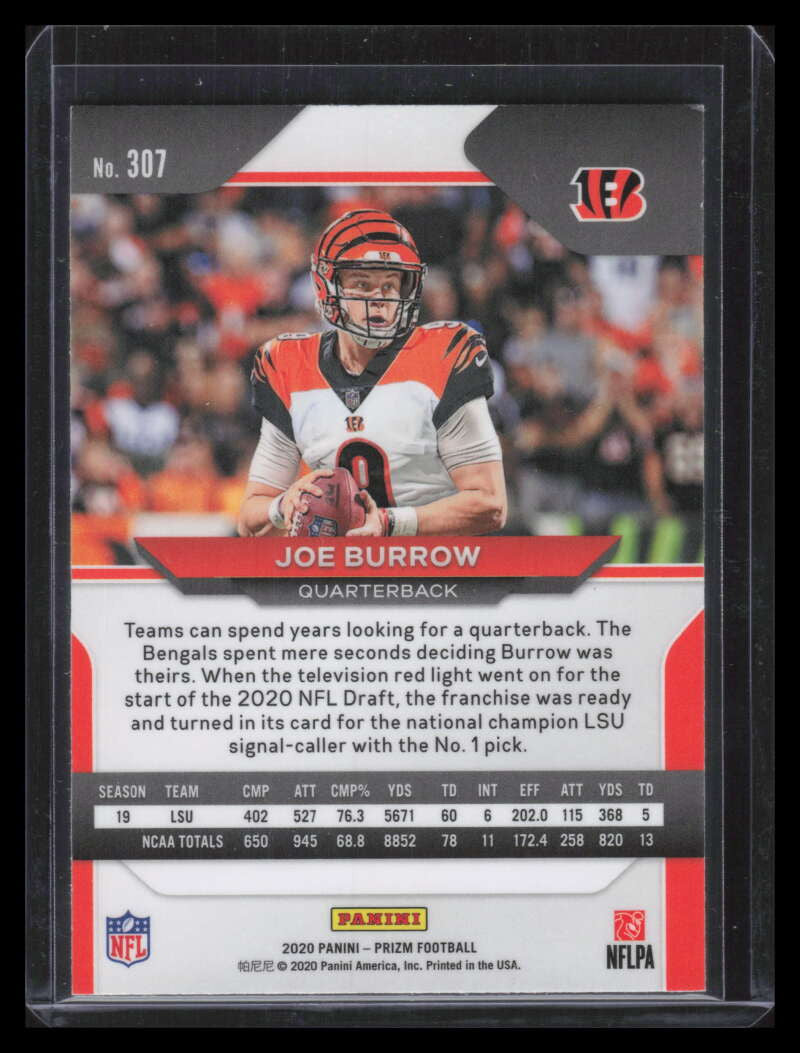 2020 Panini Prizm 307 Joe Burrow Rookie 141321