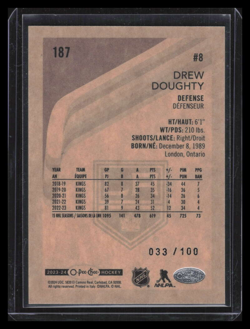 2023-24 O-Pee-Chee Retro Black 187 Drew Doughty 33/100
