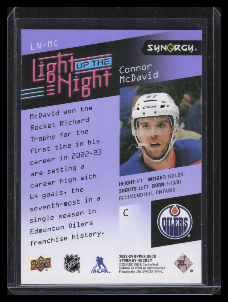 2023-24 Synergy Light Up the Night LNMC Connor McDavid 949/999
