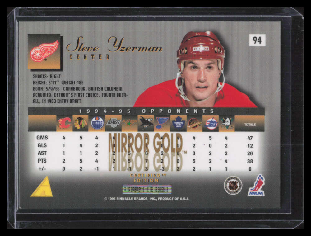 1995-96 Select Certified Mirror Gold 94 Steve Yzerman