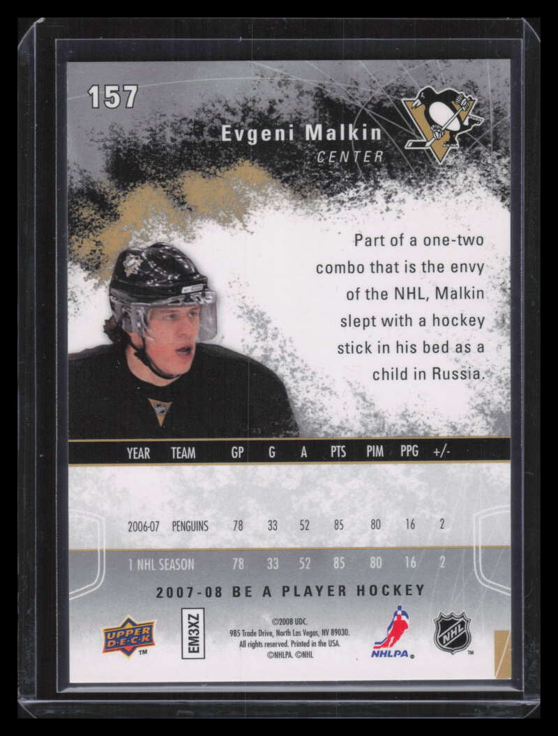 2007-08 Be A Player Player's Club Platinum 157 Evgeni Malkin 13/25