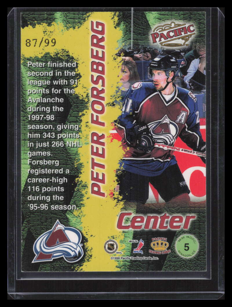 1998-99 Pacific Dynagon Ice Titanium 5 Peter Forsberg 87/99