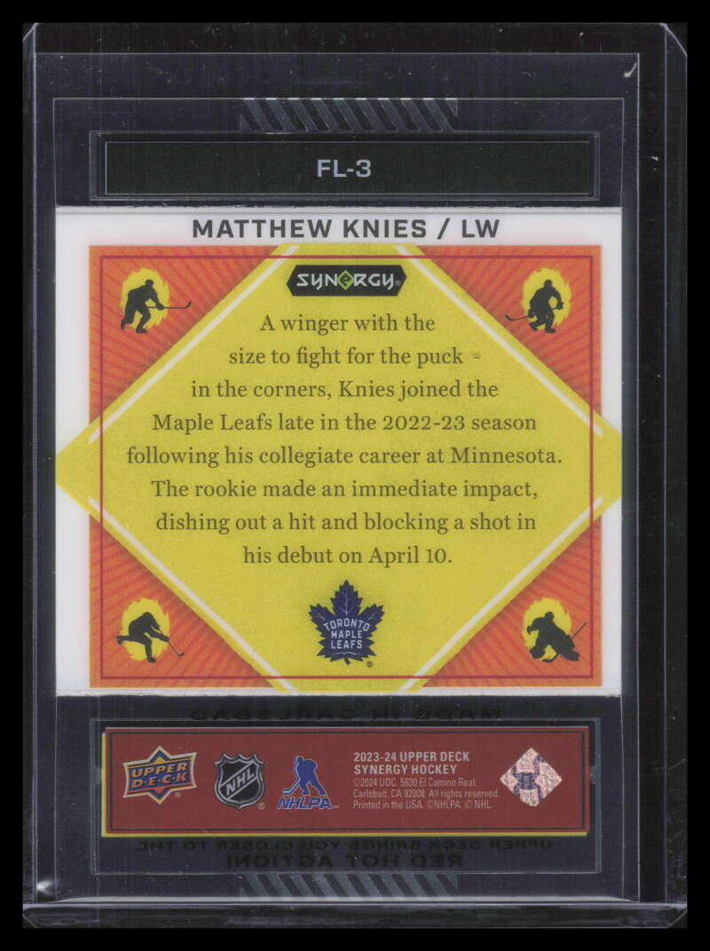 2023-24 Synergy Flammable fl3 Matthew Knies Rookie