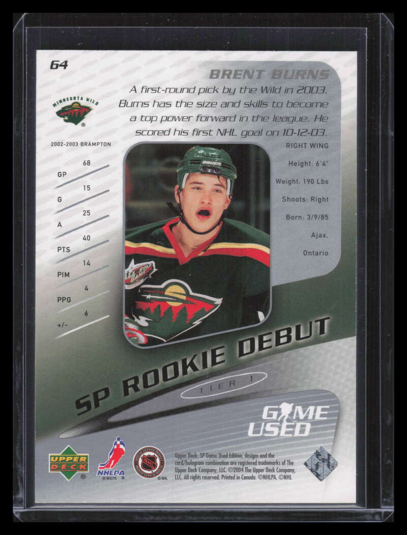 2003-04 SP Game Used 64 Brent Burns Rookie 163/600 SP Rookie Debut