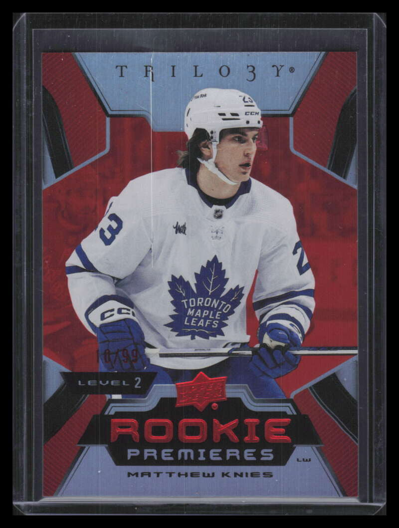 2023-24 Upper Deck Trilogy Red 185 Matthew Knies Rookie 10/99