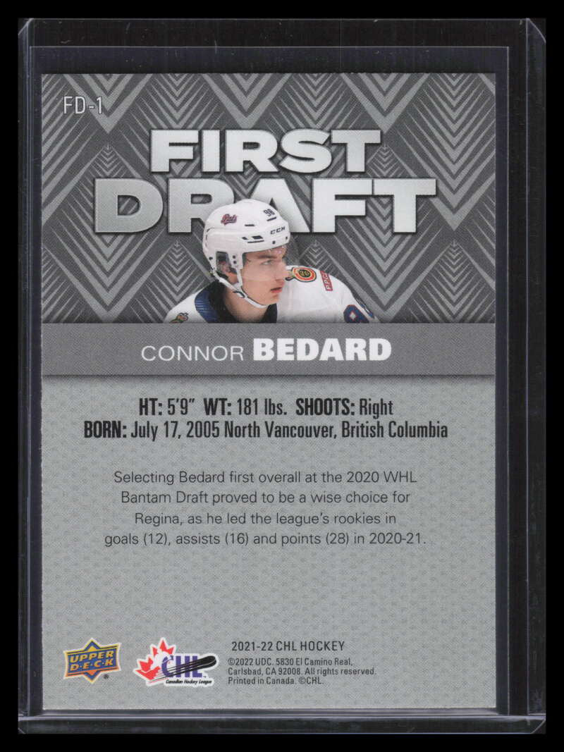 2021-22 Upper Deck CHL First Draft fd1 Connor Bedard Rookie