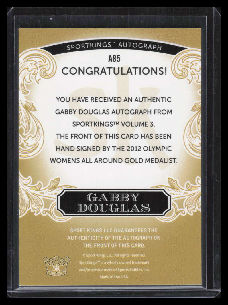 2022 Sportkings Volume 3 Autographs Gold a85 Gabby Douglas Auto 1/1 READ