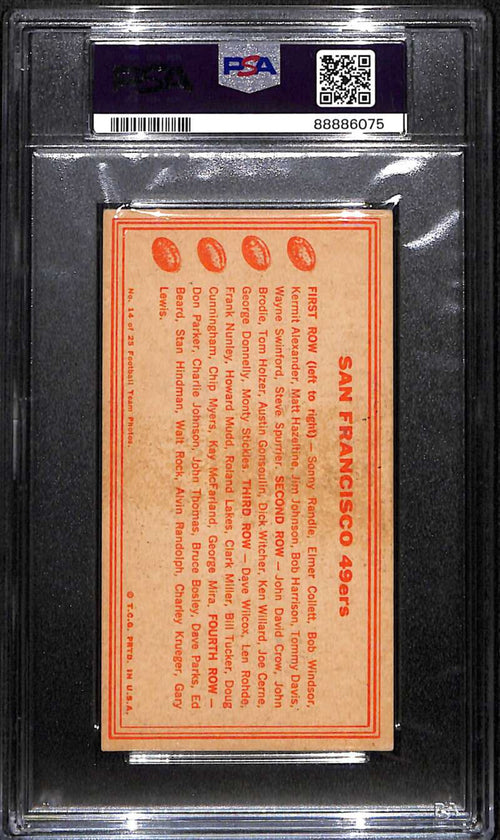 1968 Topps Test Teams 14 San Francisco 49ers PSA 3 VG