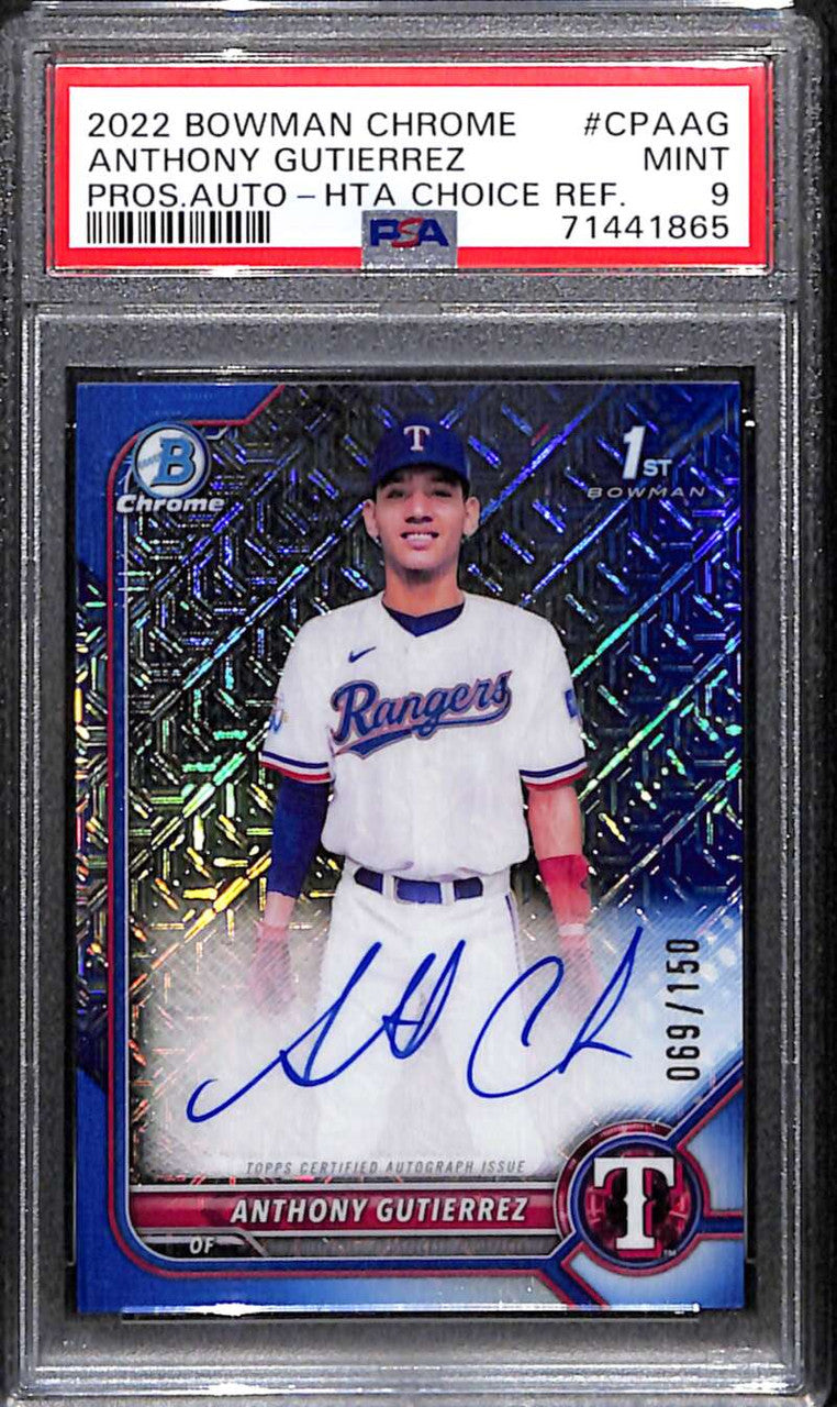 2022 Bowman Chrome Autographs Refractor Anthony Gutierrez Rookie Auto /150 PSA 9