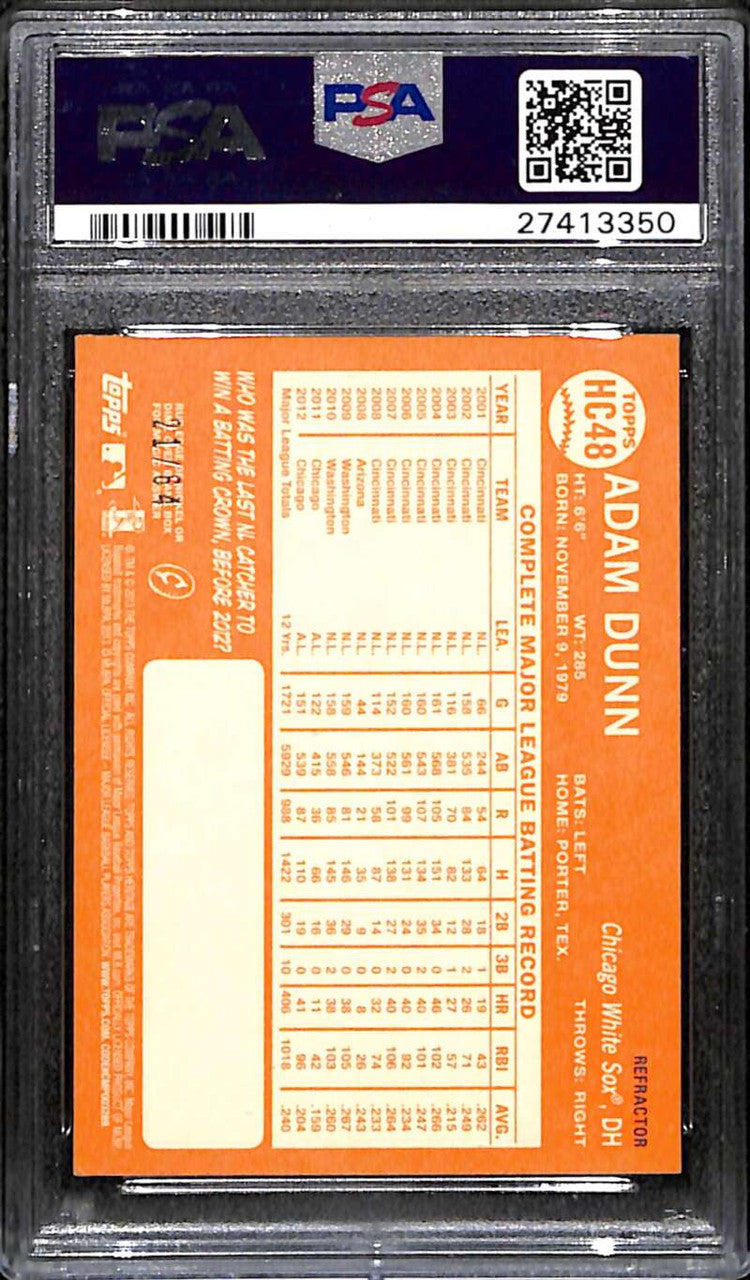 2013 Topps Heritage Chrome Black Refractor hc48 Adam Dunn 21/64 PSA 9 MINT